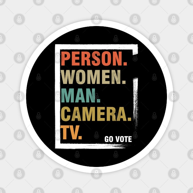 person woman man camera tv Magnet by Magic Arts